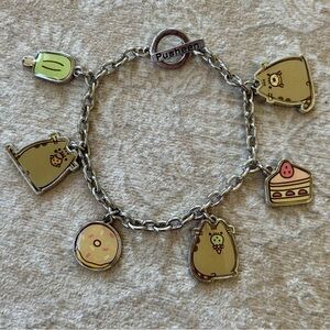 Pusheen Charm Bracelet Silver Tone Cartoon Cat Ice Cream Sweet Treats Donut Cake